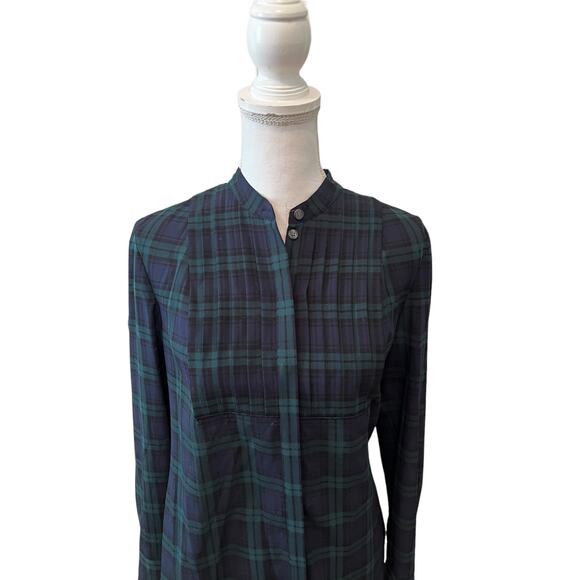 J Crew Black Watch Tartan Plaid Pintuck Button Down Shirt S - Picture 2 of 6